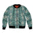 Hawaii Vintage Green Hibiscus Tapa Pattern Bomber Jacket