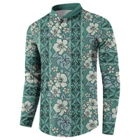 Hawaii Vintage Green Hibiscus Tapa Pattern Button Sweatshirt LT05 - Polynesian Pride
