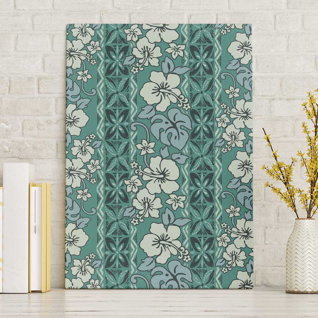Hawaii Vintage Green Hibiscus Tapa Pattern Canvas Wall Art LT05 Without Frame Green - Polynesian Pride