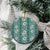 Hawaii Vintage Green Hibiscus Tapa Pattern Ceramic Ornament