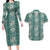 Hawaii Vintage Green Hibiscus Tapa Pattern Couples Matching Long Sleeve Bodycon Dress and Hawaiian Shirt