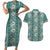 Hawaii Vintage Green Hibiscus Tapa Pattern Couples Matching Short Sleeve Bodycon Dress and Hawaiian Shirt