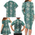 Hawaii Vintage Green Hibiscus Tapa Pattern Family Matching Long Sleeve Bodycon Dress and Hawaiian Shirt