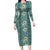 Hawaii Vintage Green Hibiscus Tapa Pattern Family Matching Long Sleeve Bodycon Dress and Hawaiian Shirt