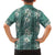 Hawaii Vintage Green Hibiscus Tapa Pattern Family Matching Off The Shoulder Long Sleeve Dress and Hawaiian Shirt