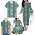 Hawaii Vintage Green Hibiscus Tapa Pattern Family Matching Off The Shoulder Long Sleeve Dress and Hawaiian Shirt