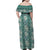 Hawaii Vintage Green Hibiscus Tapa Pattern Family Matching Off Shoulder Maxi Dress and Hawaiian Shirt