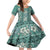 Hawaii Vintage Green Hibiscus Tapa Pattern Family Matching Off Shoulder Short Dress and Hawaiian Shirt