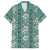 Hawaii Vintage Green Hibiscus Tapa Pattern Family Matching Off Shoulder Short Dress and Hawaiian Shirt