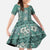 Hawaii Vintage Green Hibiscus Tapa Pattern Family Matching Short Sleeve Bodycon Dress and Hawaiian Shirt