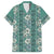 Hawaii Vintage Green Hibiscus Tapa Pattern Family Matching Short Sleeve Bodycon Dress and Hawaiian Shirt