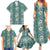 Hawaii Vintage Green Hibiscus Tapa Pattern Family Matching Summer Maxi Dress and Hawaiian Shirt