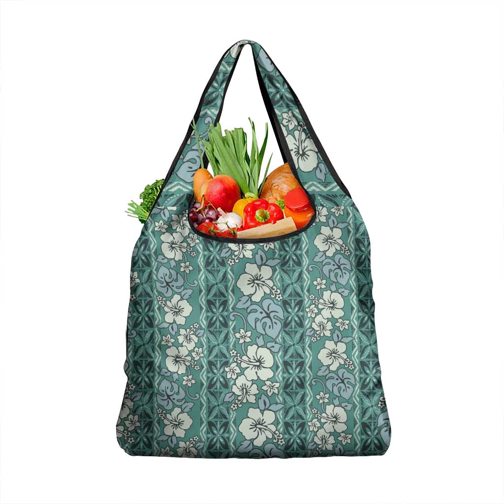 Hawaii Vintage Green Hibiscus Tapa Pattern Grocery Bag LT05 1-pack One Size Green - Polynesian Pride