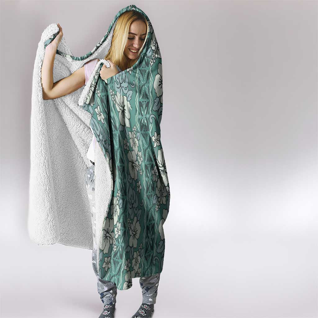 Hawaii Vintage Green Hibiscus Tapa Pattern Hooded Blanket LT05 - Polynesian Pride