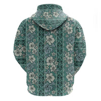 Hawaii Vintage Green Hibiscus Tapa Pattern Hoodie