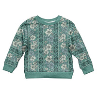 Hawaii Vintage Green Hibiscus Tapa Pattern Kid Ugly Christmas Sweater