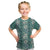 Hawaii Vintage Green Hibiscus Tapa Pattern Kid T Shirt