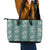 Hawaii Vintage Green Hibiscus Tapa Pattern Leather Tote Bag