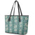 Hawaii Vintage Green Hibiscus Tapa Pattern Leather Tote Bag