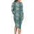 Hawaii Vintage Green Hibiscus Tapa Pattern Long Sleeve Bodycon Dress