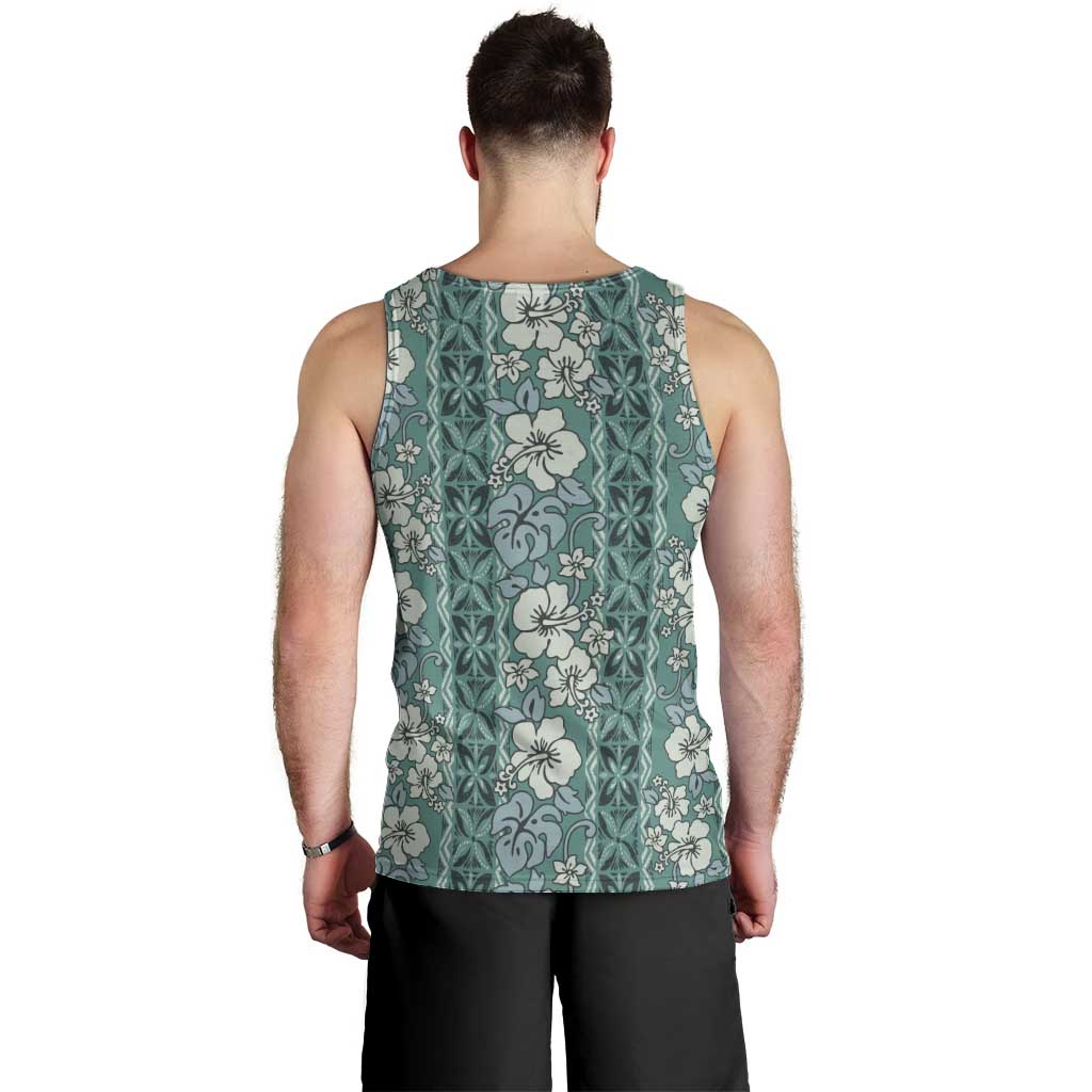 Hawaii Vintage Green Hibiscus Tapa Pattern Men Tank Top LT05 - Polynesian Pride