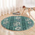 Hawaii Vintage Green Hibiscus Tapa Pattern Round Carpet