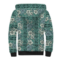 Hawaii Vintage Green Hibiscus Tapa Pattern Sherpa Hoodie LT05 - Polynesian Pride