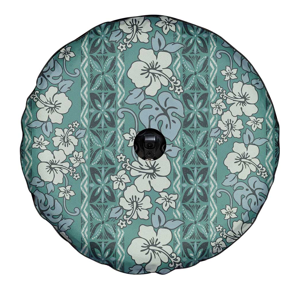 Hawaii Vintage Green Hibiscus Tapa Pattern Spare Tire Cover LT05 - Polynesian Pride