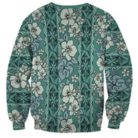 Hawaii Vintage Green Hibiscus Tapa Pattern Sweatshirt LT05 - Polynesian Pride
