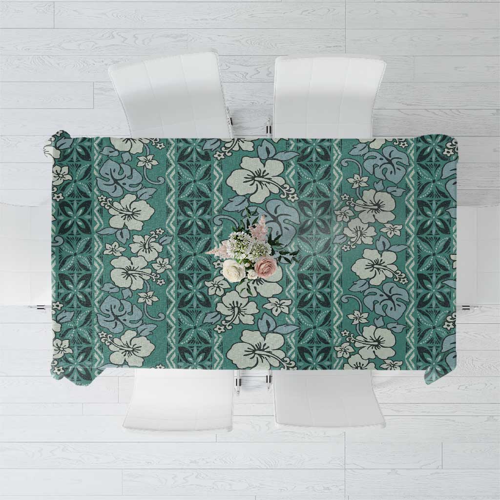 Hawaii Vintage Green Hibiscus Tapa Pattern Tablecloth LT05 Green - Polynesian Pride