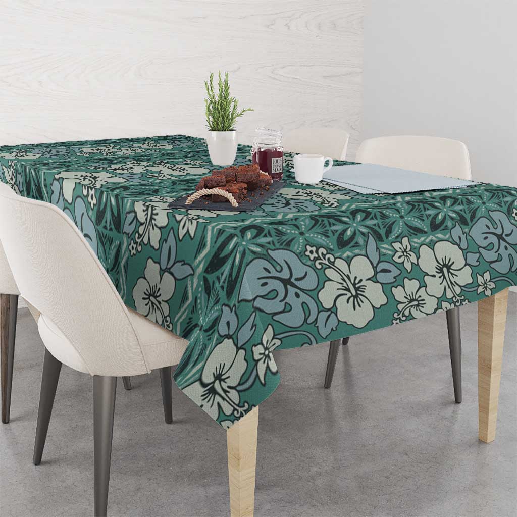 Hawaii Vintage Green Hibiscus Tapa Pattern Tablecloth LT05 - Polynesian Pride