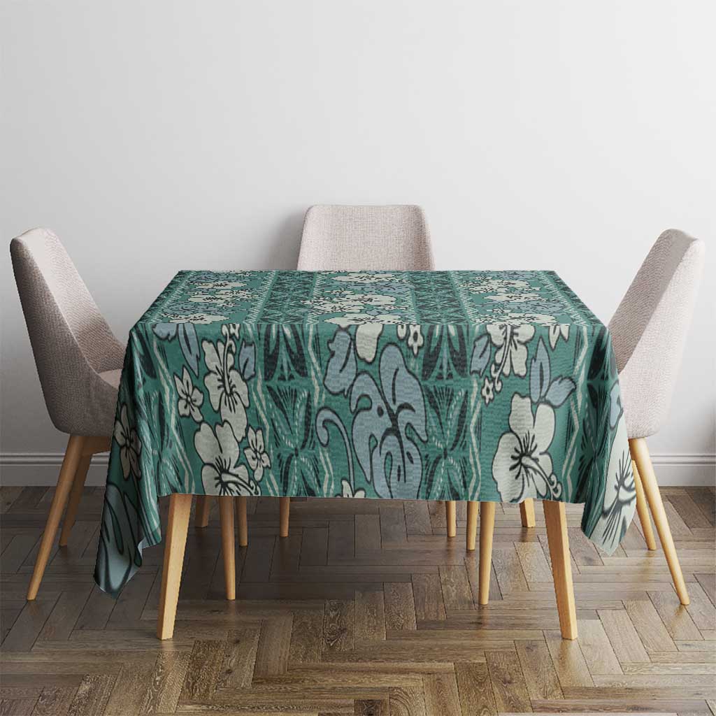 Hawaii Vintage Green Hibiscus Tapa Pattern Tablecloth LT05 - Polynesian Pride