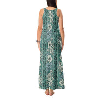 Hawaii Vintage Green Hibiscus Tapa Pattern Tank Maxi Dress LT05 - Polynesian Pride