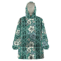 Hawaii Vintage Green Hibiscus Tapa Pattern Wearable Blanket Hoodie LT05 One Size Green - Polynesian Pride