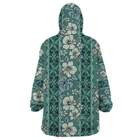 Hawaii Vintage Green Hibiscus Tapa Pattern Wearable Blanket Hoodie LT05 - Polynesian Pride