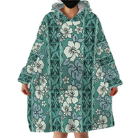 Hawaii Vintage Green Hibiscus Tapa Pattern Wearable Blanket Hoodie LT05 - Polynesian Pride