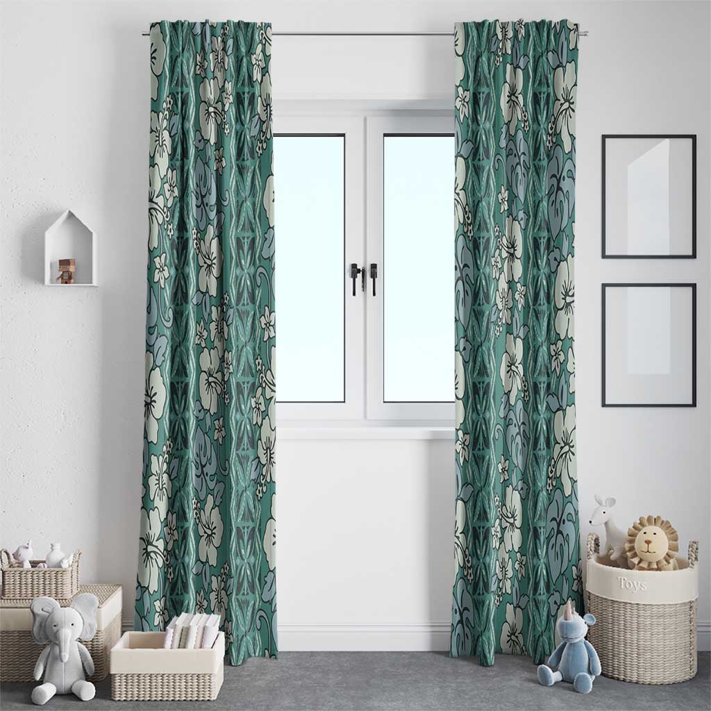 Hawaii Vintage Green Hibiscus Tapa Pattern Window Curtain LT05 - Polynesian Pride