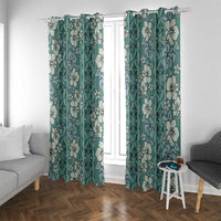 Hawaii Vintage Green Hibiscus Tapa Pattern Window Curtain LT05 With Grommets Green - Polynesian Pride