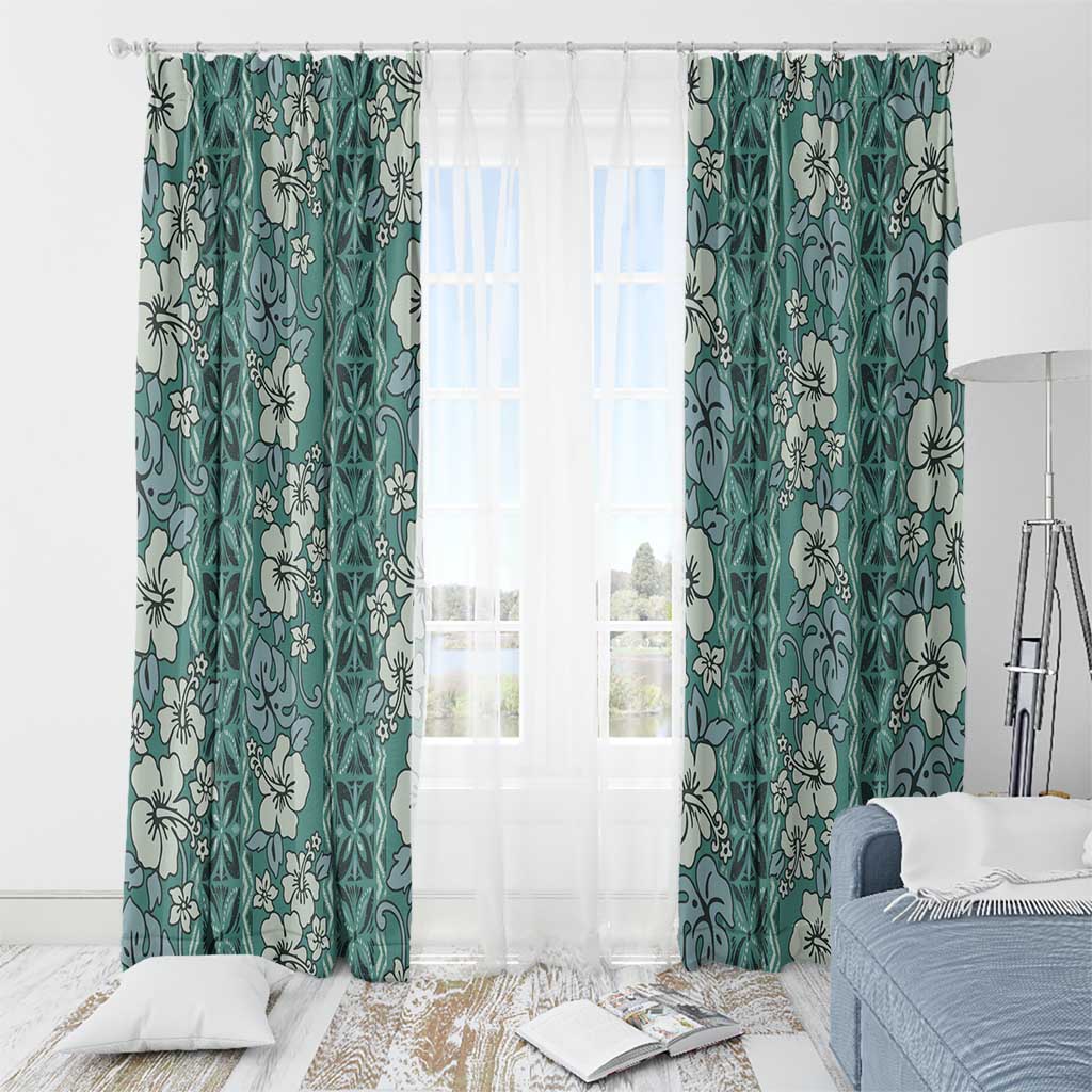 Hawaii Vintage Green Hibiscus Tapa Pattern Window Curtain LT05 - Polynesian Pride