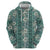 Hawaii Vintage Green Hibiscus Tapa Pattern Zip Hoodie