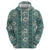 Hawaii Vintage Green Hibiscus Tapa Pattern Zip Hoodie