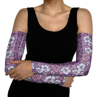 Hawaii Vintage Violet Hibiscus Tapa Pattern Arm Sleeves - Polynesian Pride