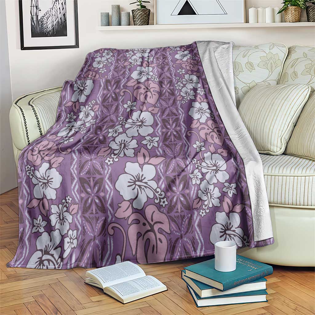 Hawaii Vintage Violet Hibiscus Tapa Pattern Blanket LT05 Violet - Polynesian Pride