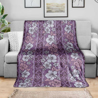 Hawaii Vintage Violet Hibiscus Tapa Pattern Blanket LT05 - Polynesian Pride