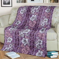 Hawaii Vintage Violet Hibiscus Tapa Pattern Blanket LT05 - Polynesian Pride