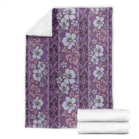 Hawaii Vintage Violet Hibiscus Tapa Pattern Blanket LT05 - Polynesian Pride