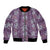 Hawaii Vintage Violet Hibiscus Tapa Pattern Bomber Jacket