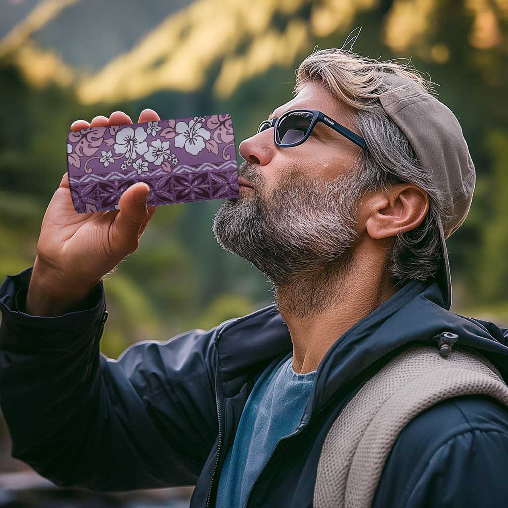 Hawaii Vintage Violet Hibiscus Tapa Pattern 4 in 1 Can Cooler Tumbler