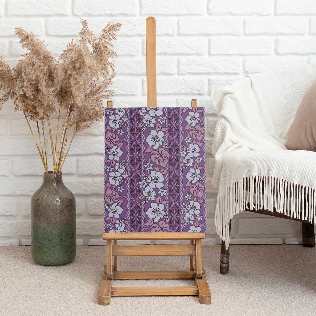 Hawaii Vintage Violet Hibiscus Tapa Pattern Canvas Wall Art LT05 - Polynesian Pride