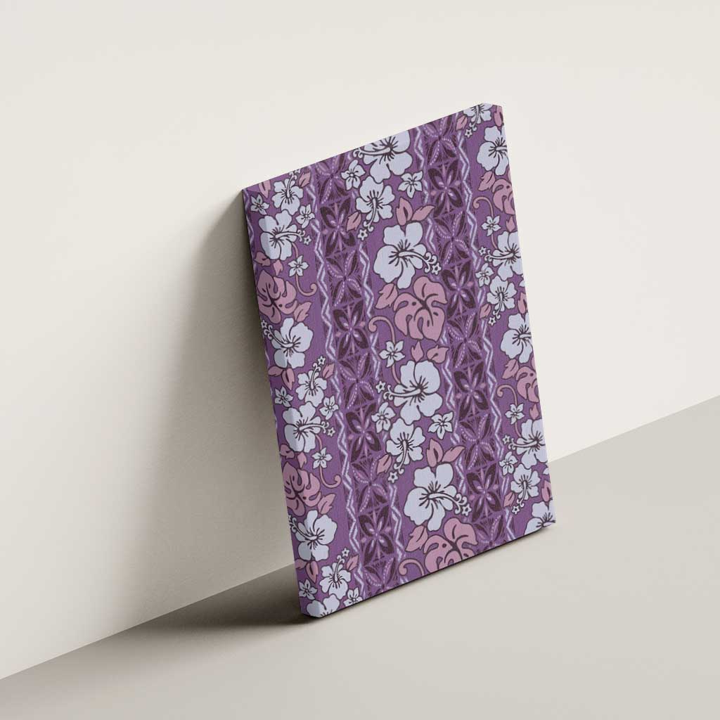 Hawaii Vintage Violet Hibiscus Tapa Pattern Canvas Wall Art LT05 - Polynesian Pride